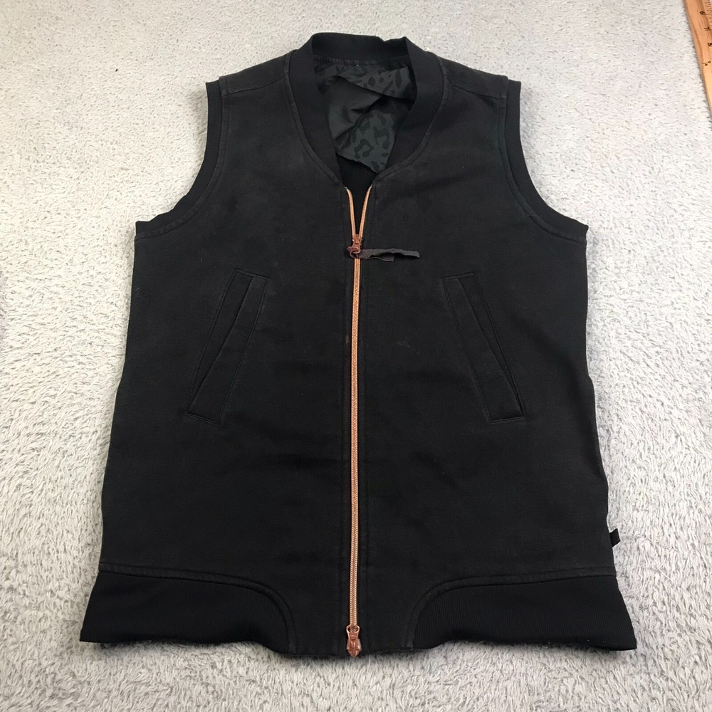 Lululemon Departure Vest Womens 10 Black Cotton Fleece Base Mid Layer *Flaws